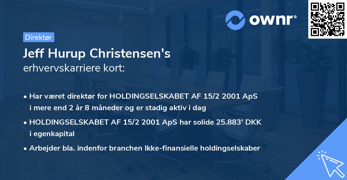 Jeff Hurup Christensen's erhvervskarriere kort