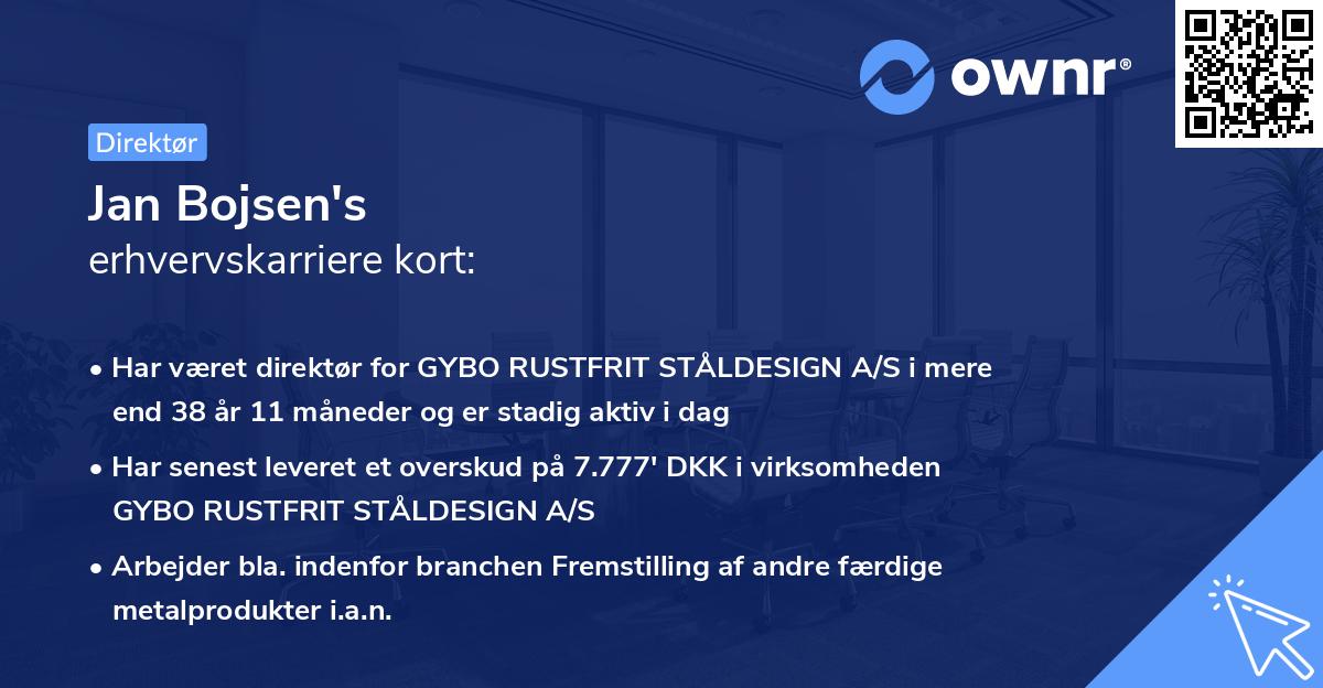 Jan Bojsen's erhvervskarriere kort