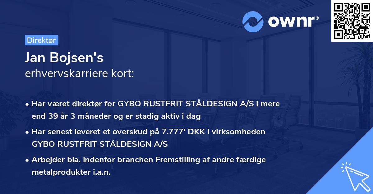 Jan Bojsen's erhvervskarriere kort