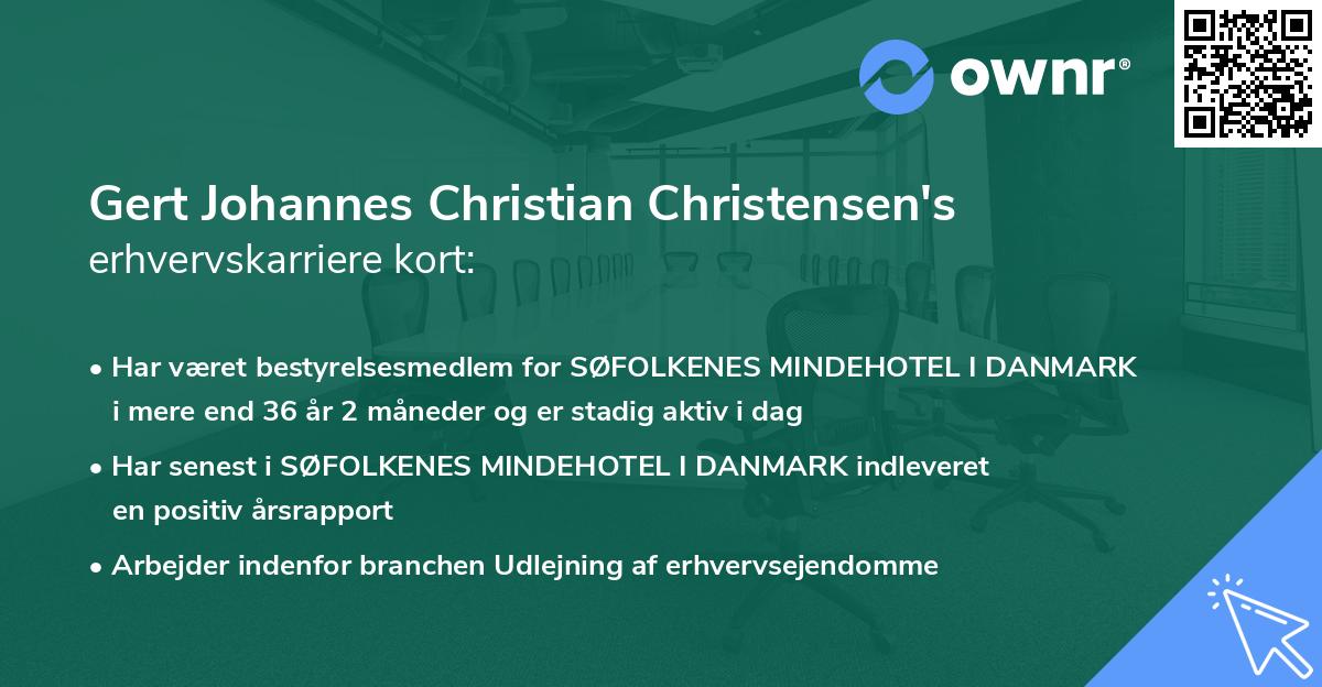 Gert Johannes Christian Christensen's erhvervskarriere kort