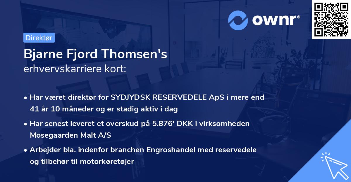 Bjarne Fjord Thomsen's erhvervskarriere kort