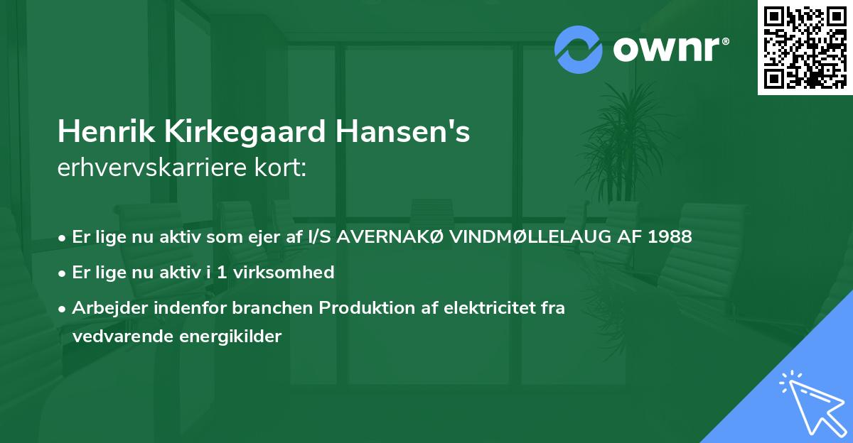 Henrik Kirkegaard Hansen's erhvervskarriere kort