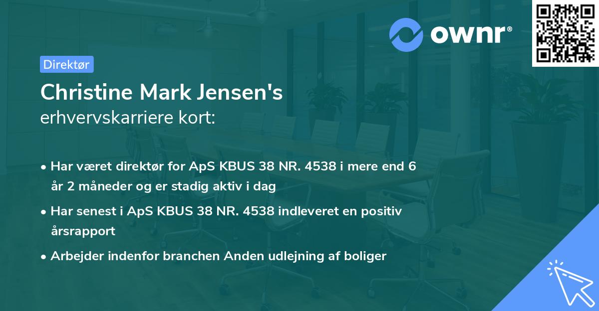 Christine Mark Jensen's erhvervskarriere kort