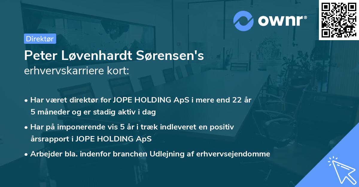 Peter Løvenhardt Sørensen's erhvervskarriere kort