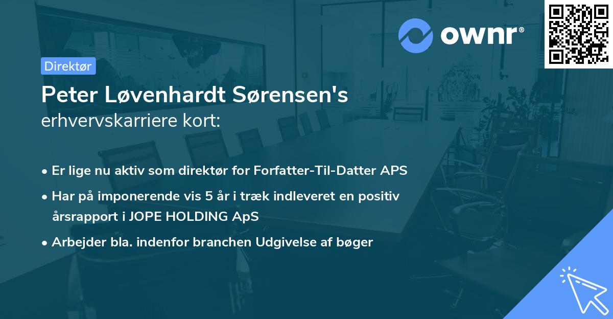Peter Løvenhardt Sørensen's erhvervskarriere kort