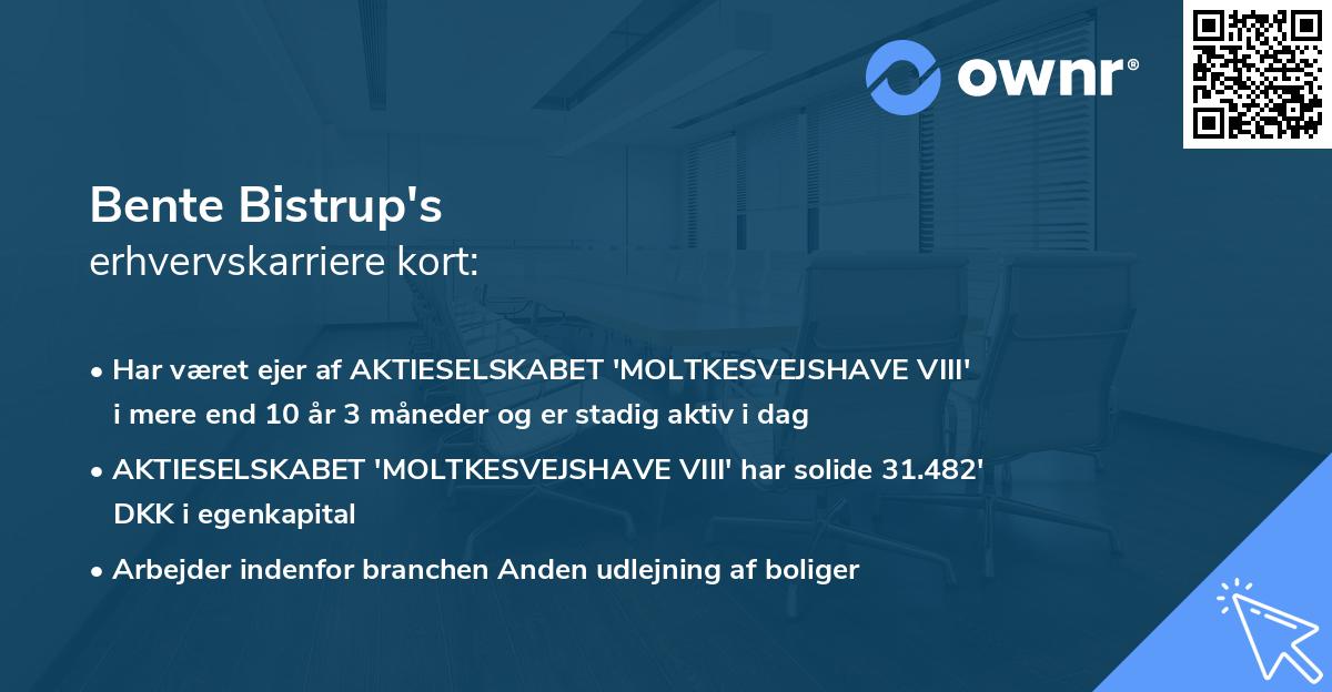 Bente Bistrup's erhvervskarriere kort