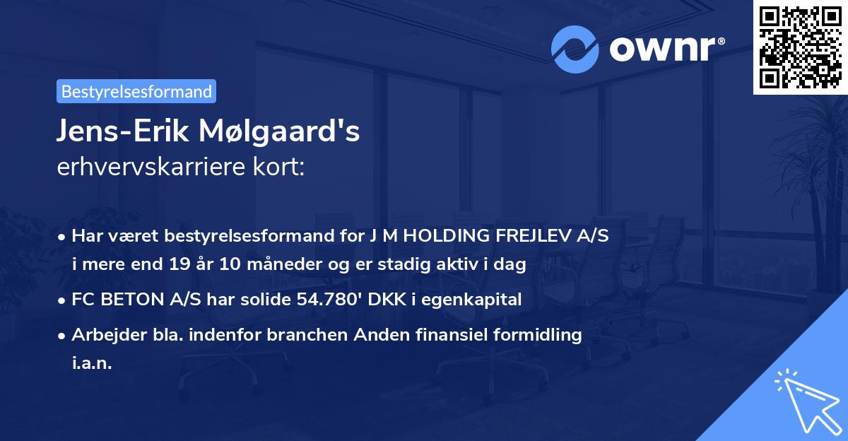 Jens-Erik Mølgaard's erhvervskarriere kort