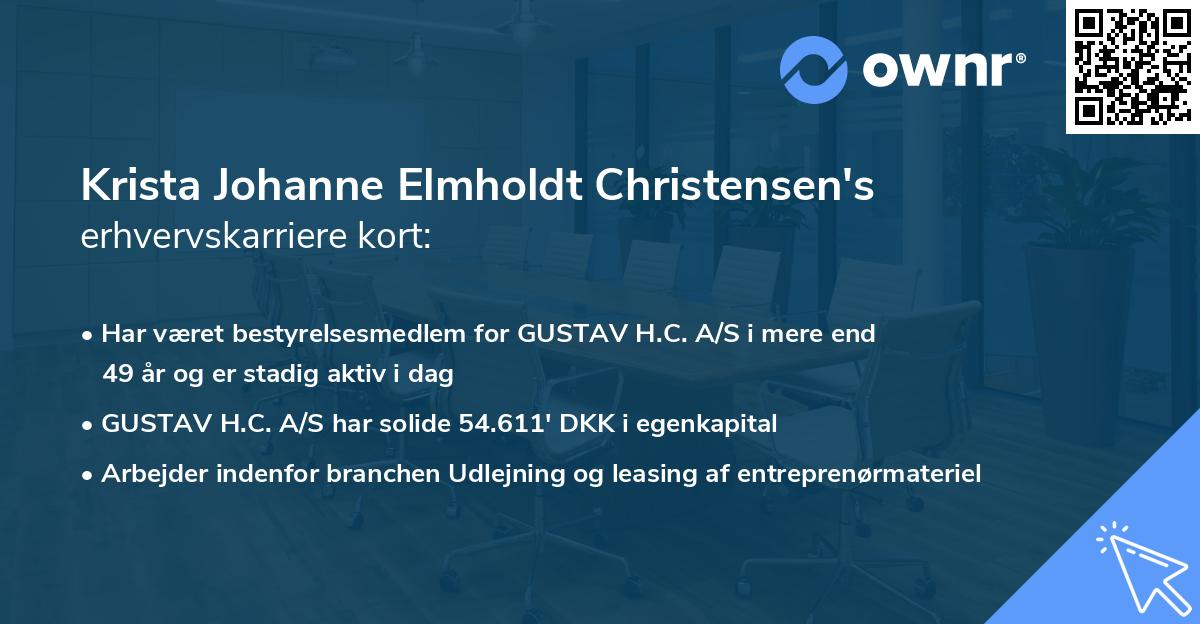 Krista Johanne Elmholdt Christensen's erhvervskarriere kort