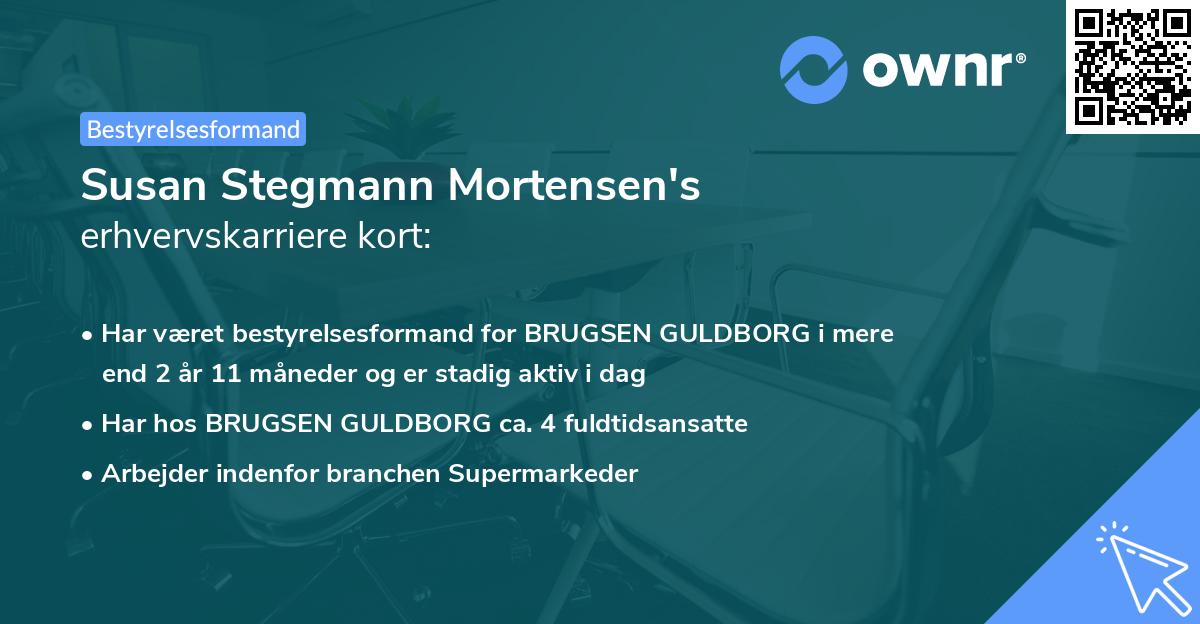 Susan Stegmann Mortensen's erhvervskarriere kort