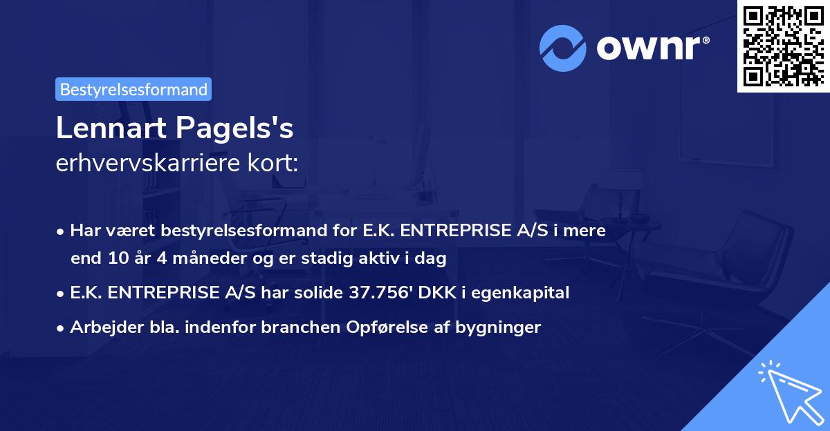 Lennart Pagels's erhvervskarriere kort