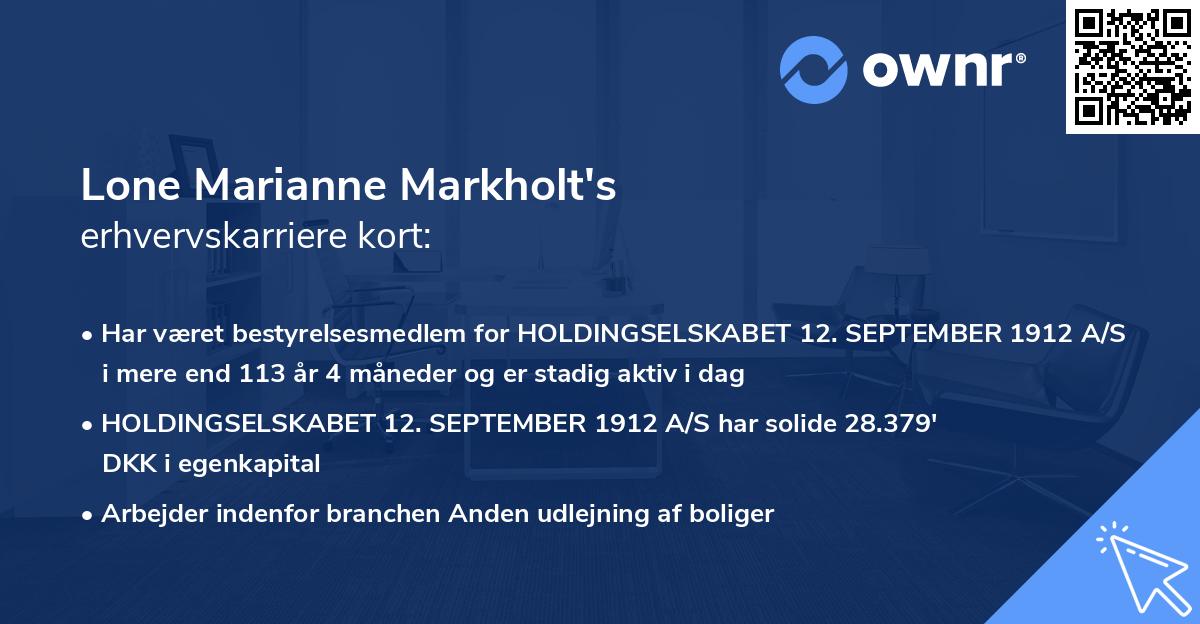 Lone Marianne Markholt's erhvervskarriere kort