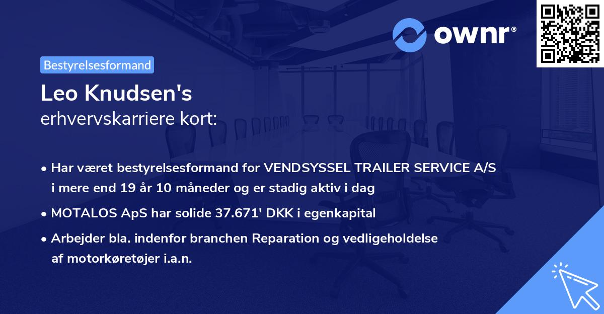 Leo Knudsen's erhvervskarriere kort