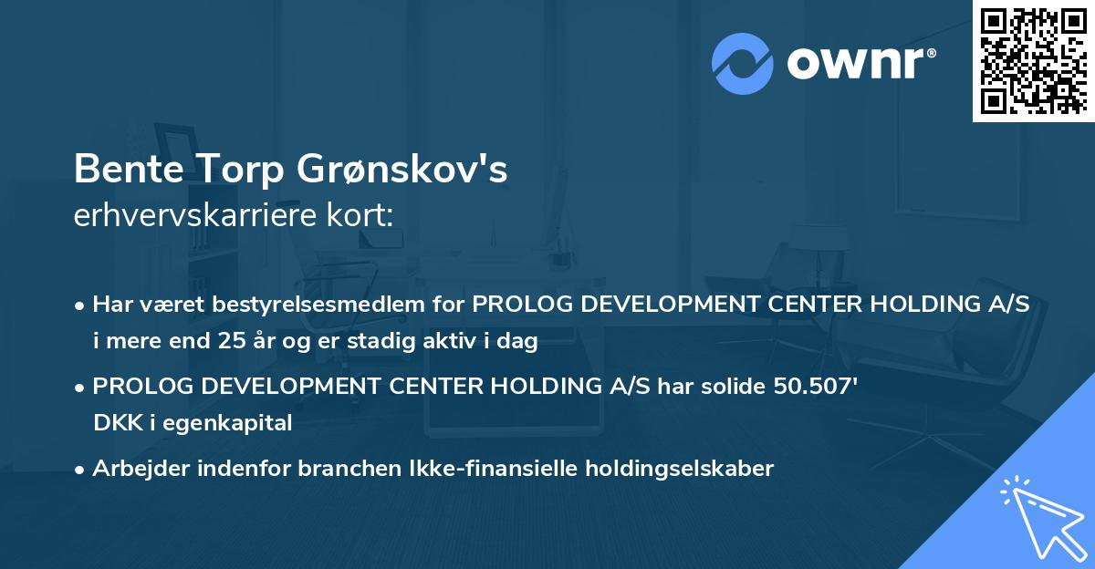 Bente Torp Grønskov's erhvervskarriere kort