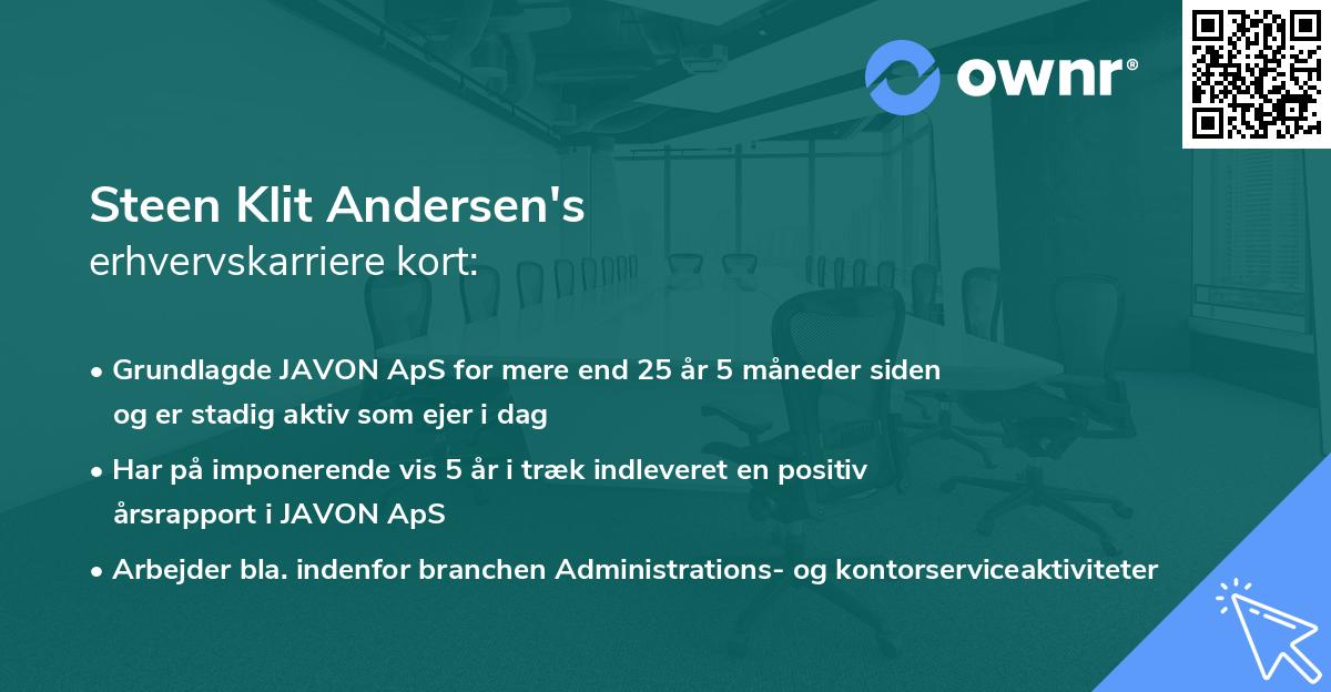 Steen Klit Andersen's erhvervskarriere kort