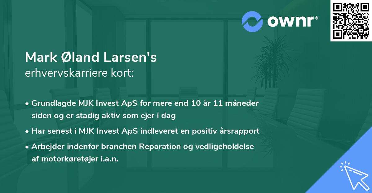 Mark Øland Larsen's erhvervskarriere kort