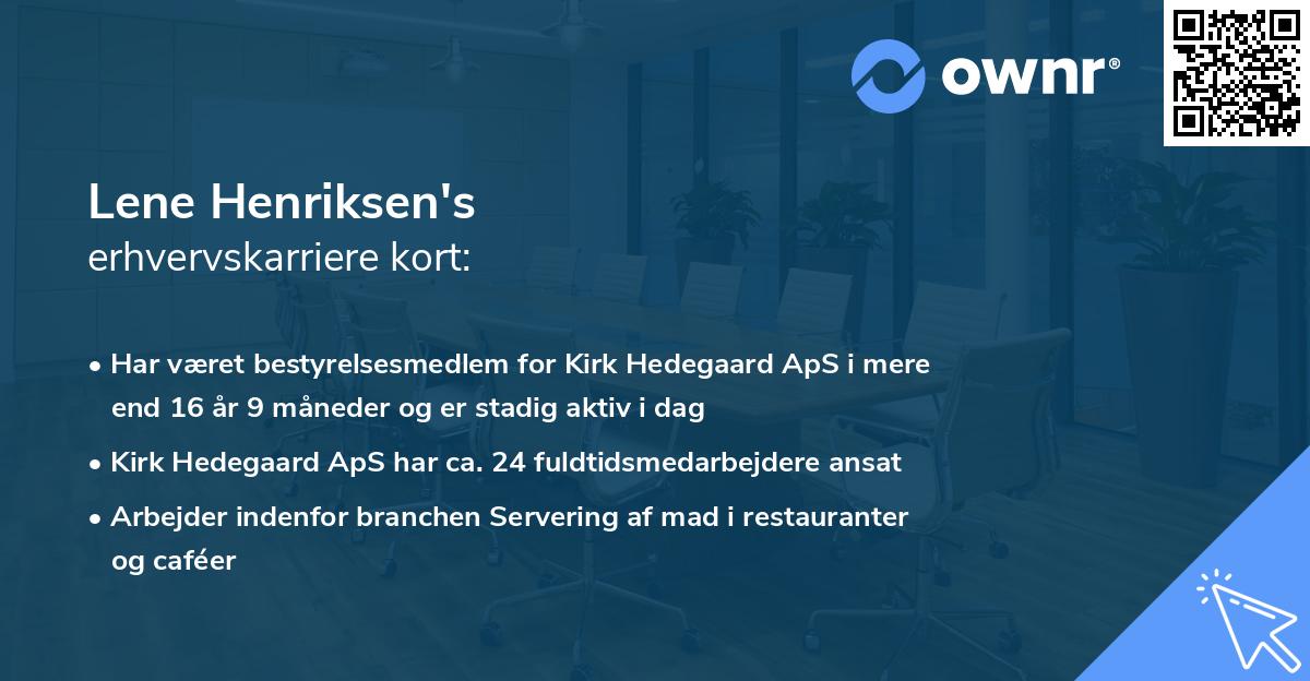 Lene Henriksen's erhvervskarriere kort