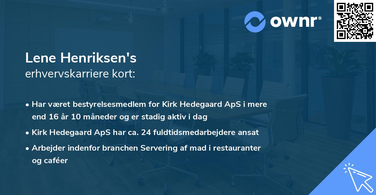 Lene Henriksen's erhvervskarriere kort