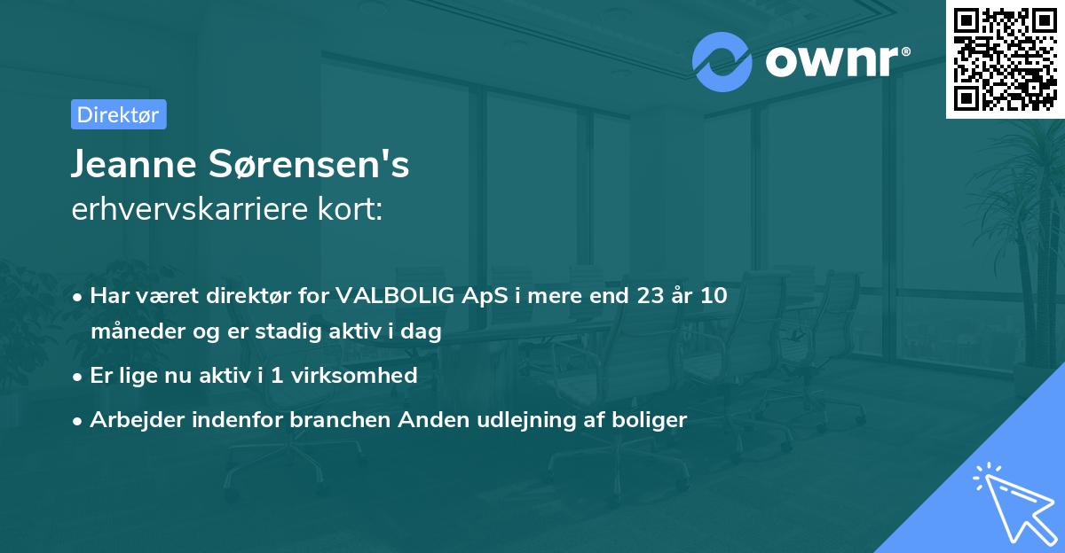 Jeanne Sørensen's erhvervskarriere kort