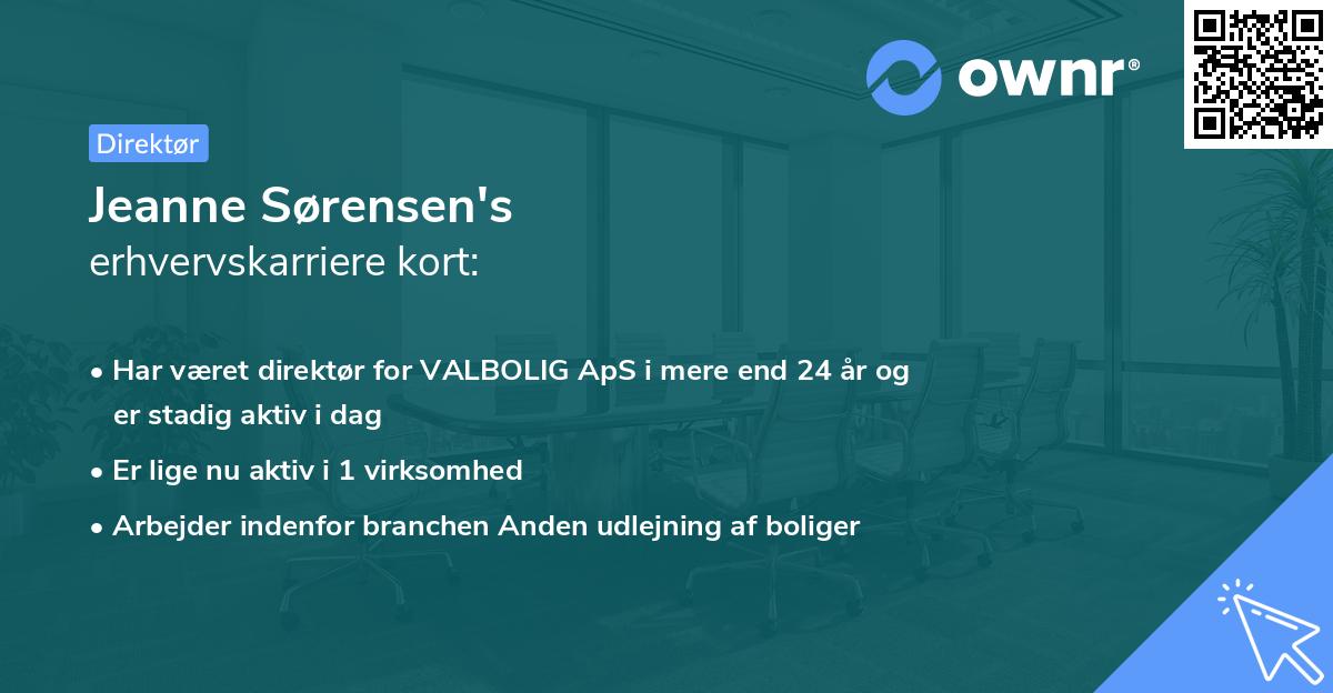 Jeanne Sørensen's erhvervskarriere kort