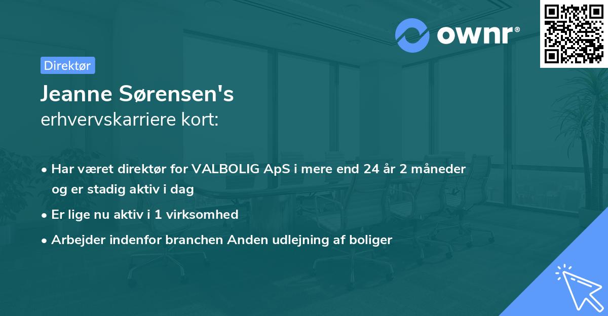 Jeanne Sørensen's erhvervskarriere kort