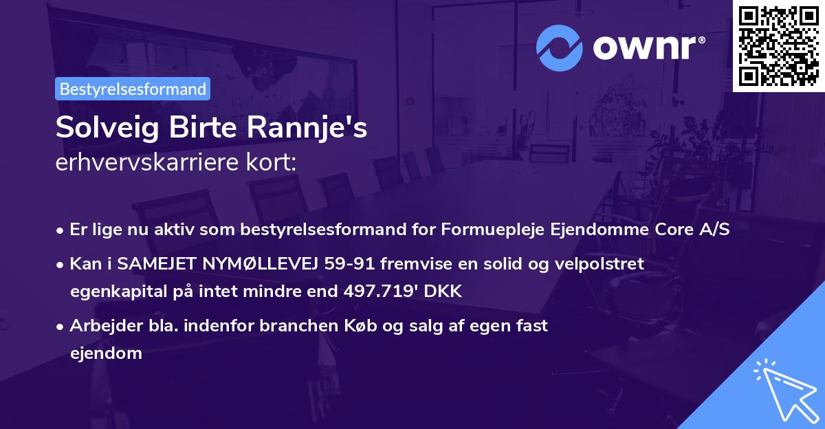 Solveig Birte Rannje's erhvervskarriere kort