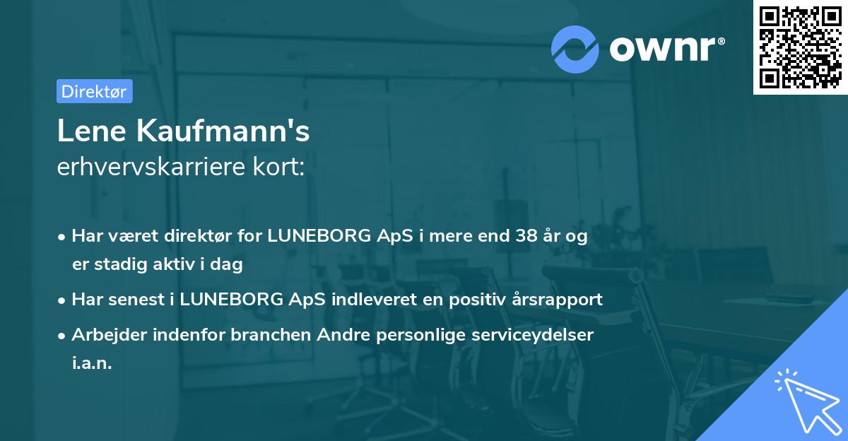 Lene Kaufmann's erhvervskarriere kort