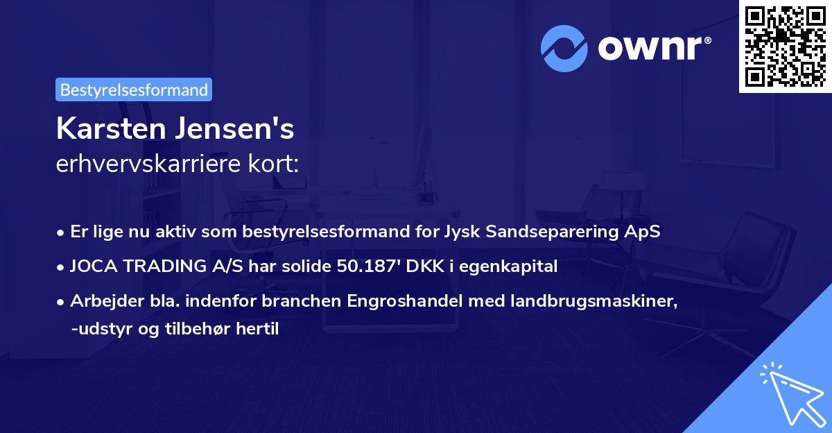 Karsten Jensen's erhvervskarriere kort