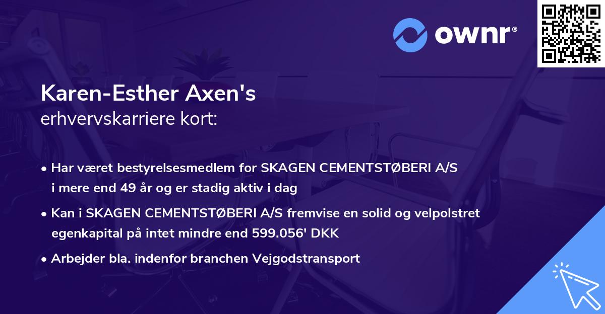 Karen-Esther Axen's erhvervskarriere kort