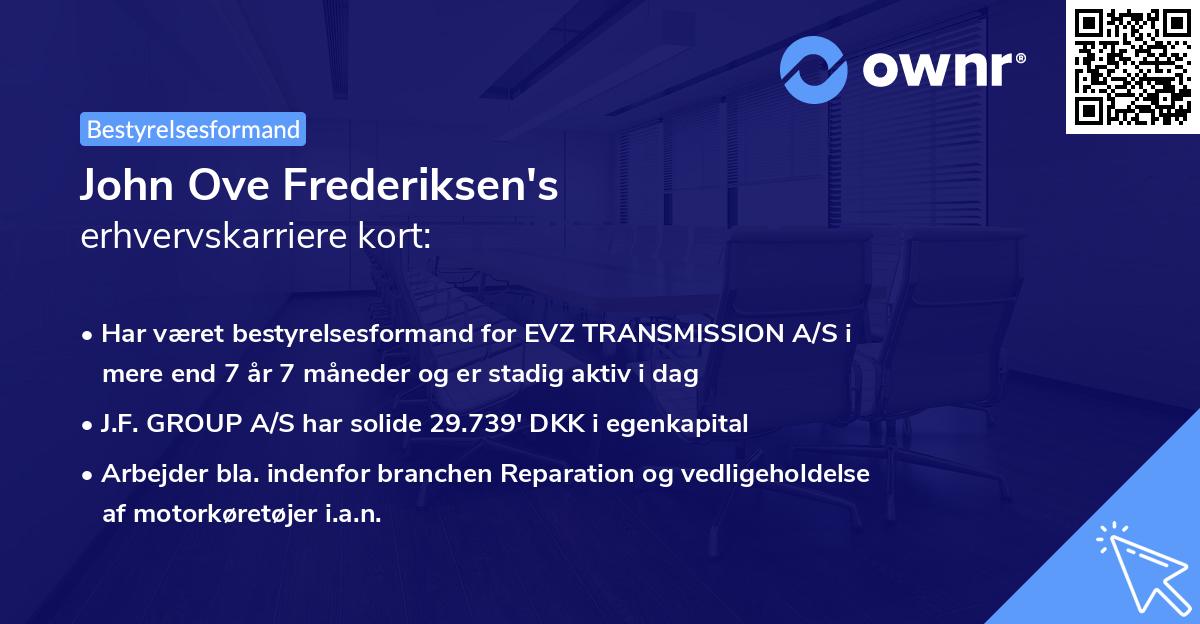 John Ove Frederiksen's erhvervskarriere kort