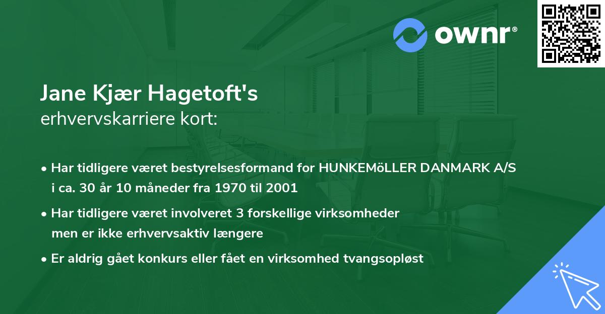 Jane Kjær Hagetoft's erhvervskarriere kort