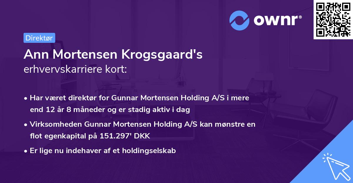 Ann Mortensen Krogsgaard's erhvervskarriere kort