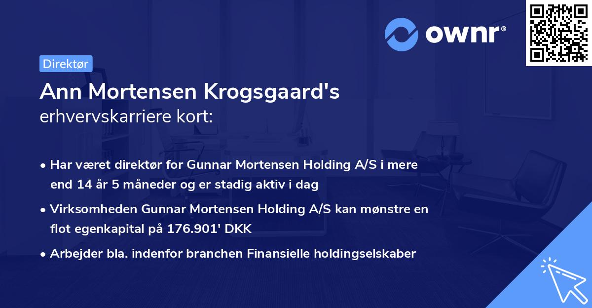Ann Mortensen Krogsgaard's erhvervskarriere kort