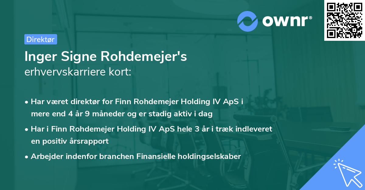 Inger Signe Rohdemejer's erhvervskarriere kort