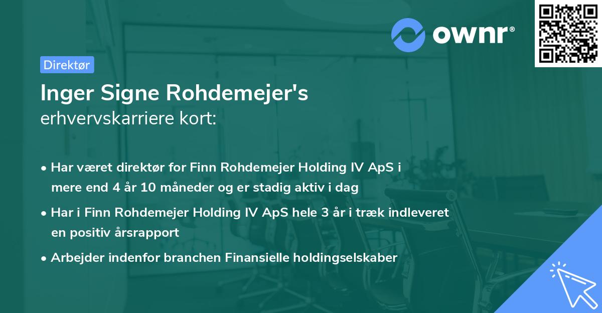 Inger Signe Rohdemejer's erhvervskarriere kort