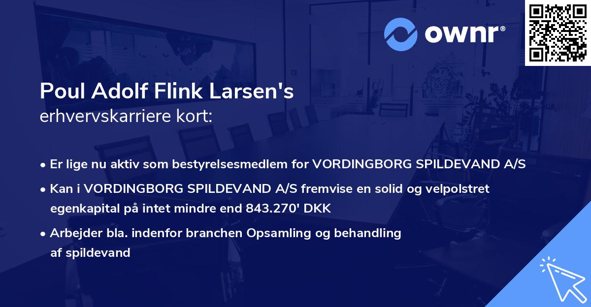 Poul Adolf Flink Larsen's erhvervskarriere kort