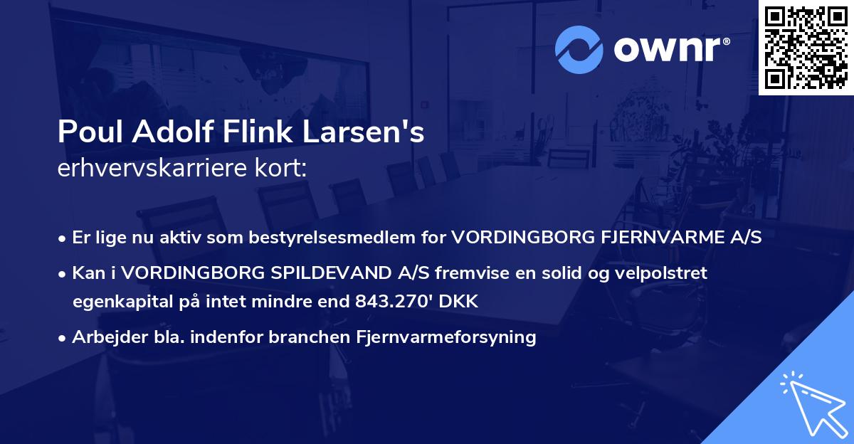 Poul Adolf Flink Larsen's erhvervskarriere kort