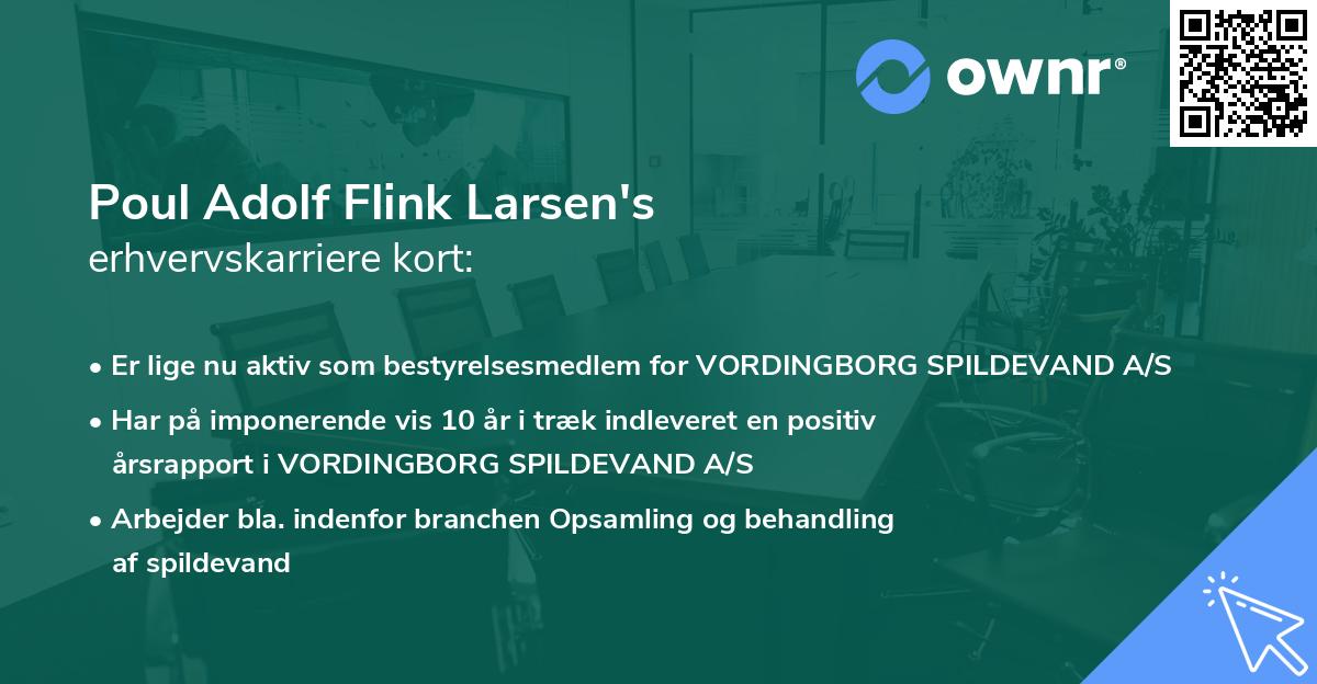 Poul Adolf Flink Larsen's erhvervskarriere kort