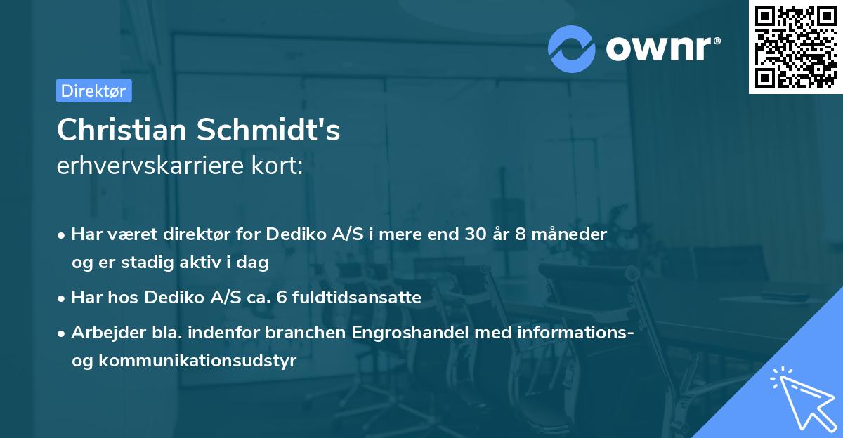 Christian Schmidt's erhvervskarriere kort