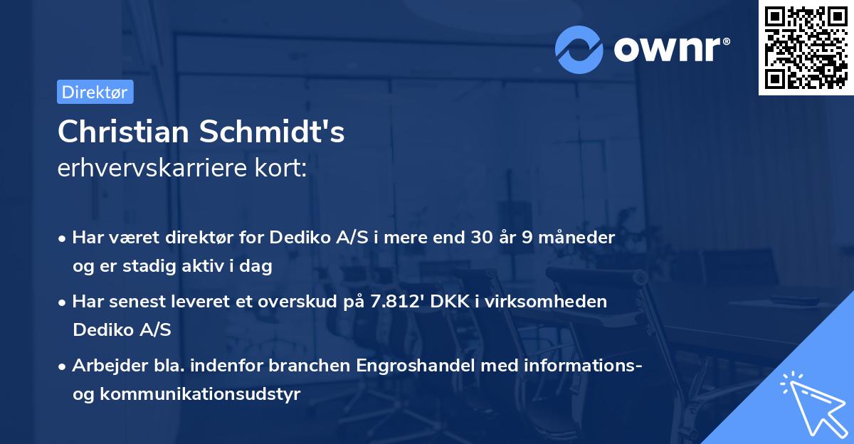 Christian Schmidt's erhvervskarriere kort