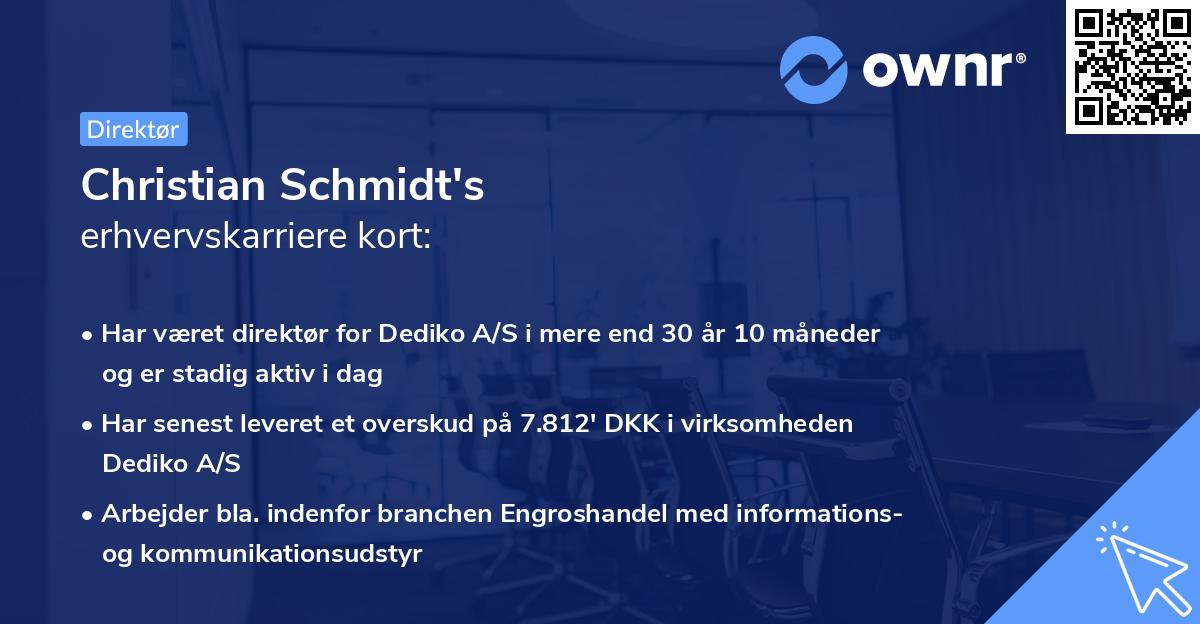 Christian Schmidt's erhvervskarriere kort