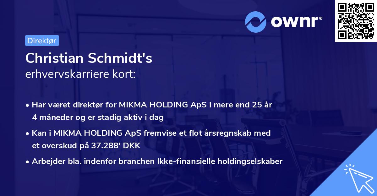 Christian Schmidt's erhvervskarriere kort