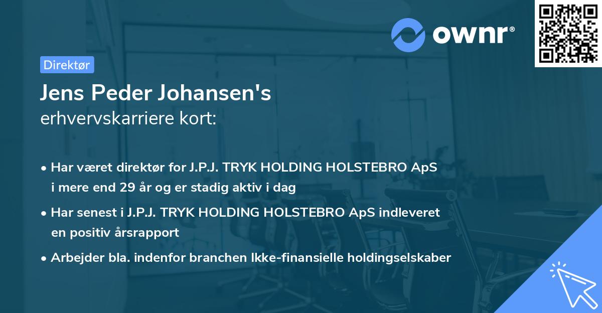 Jens Peder Johansen's erhvervskarriere kort