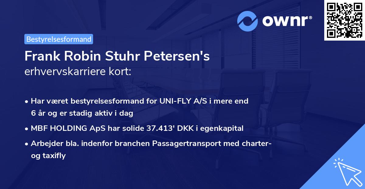 Frank Robin Stuhr Petersen's erhvervskarriere kort