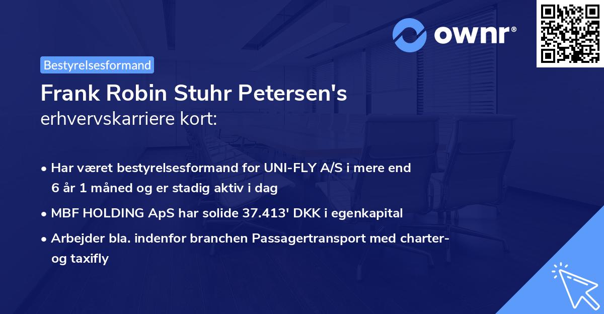 Frank Robin Stuhr Petersen's erhvervskarriere kort