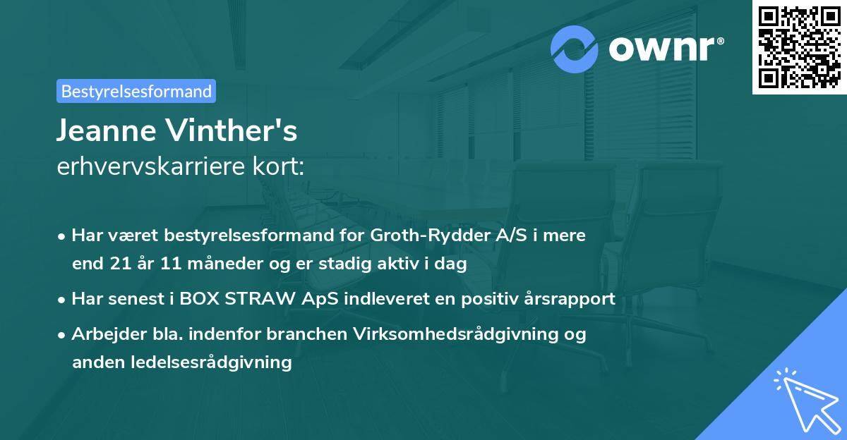 Jeanne Vinther's erhvervskarriere kort