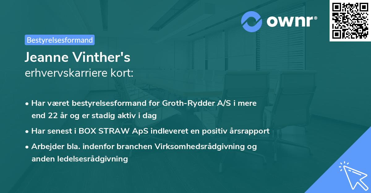 Jeanne Vinther's erhvervskarriere kort