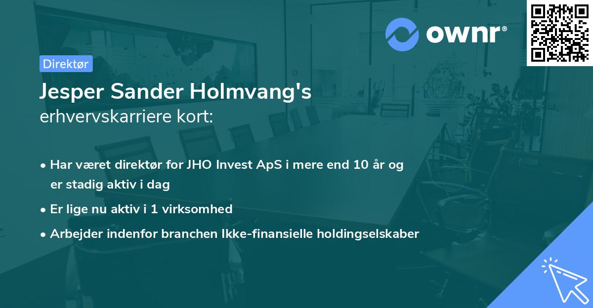 Jesper Sander Holmvang's erhvervskarriere kort