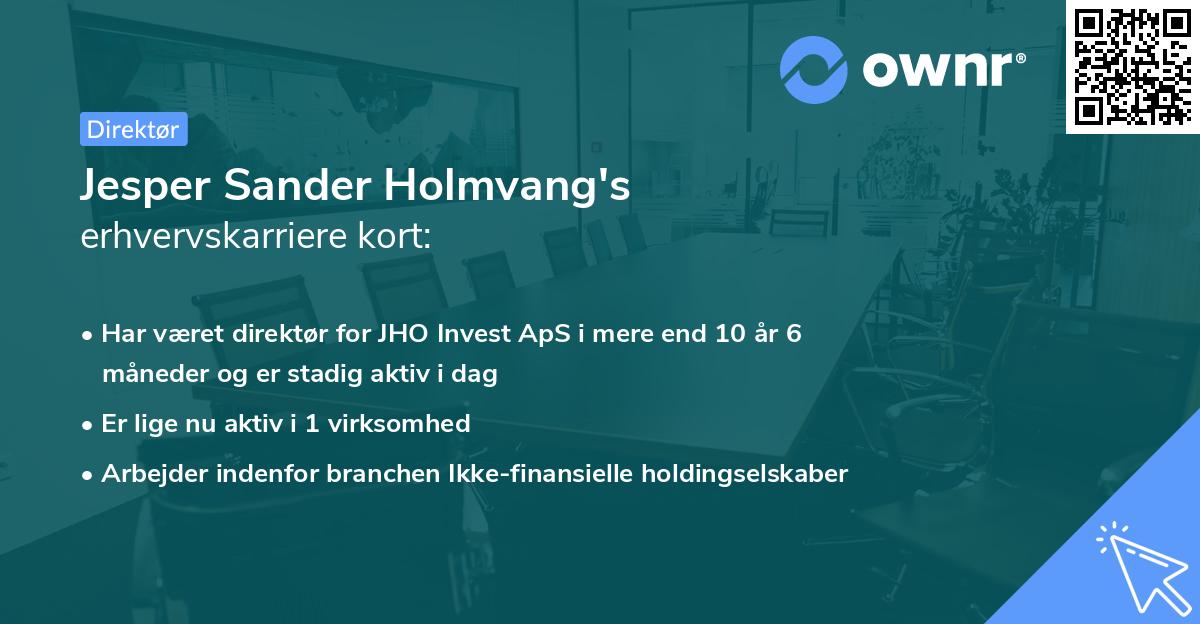 Jesper Sander Holmvang's erhvervskarriere kort