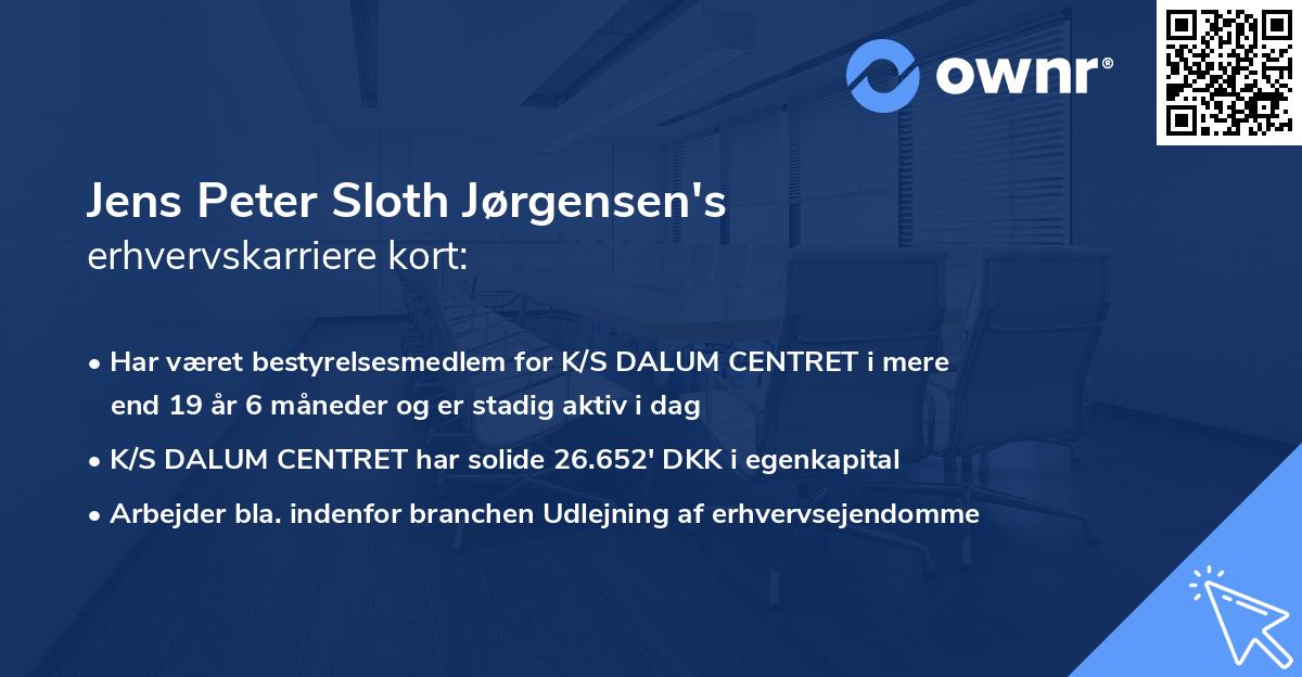 Jens Peter Sloth Jørgensen's erhvervskarriere kort