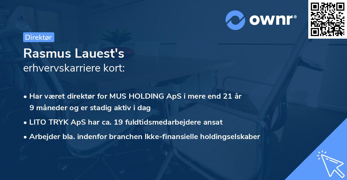 Rasmus Lauest's erhvervskarriere kort